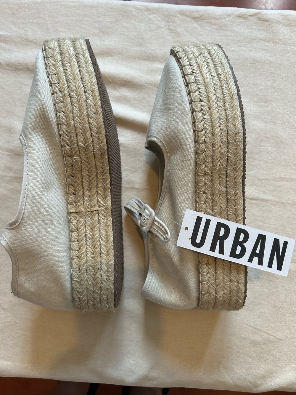 Urban Outfitters Cream Espadrille Platform Shoes (Size 10)